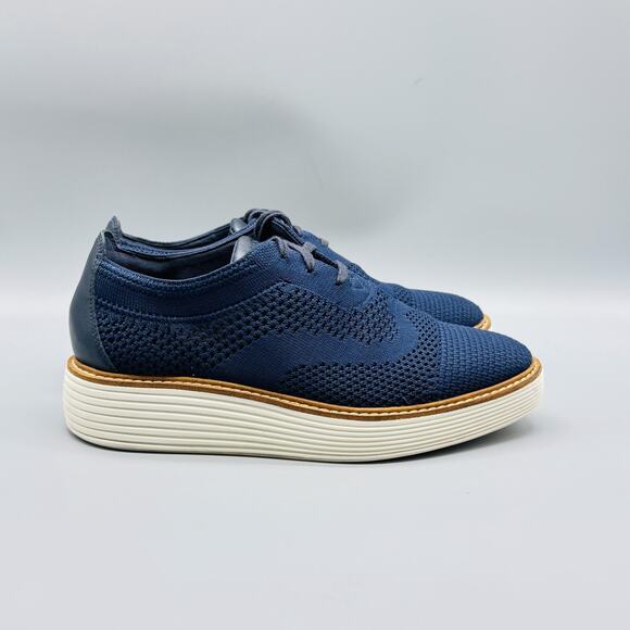 Cole Haan Shoes Womens 7 Blue Knit ZeroGrand Stitchlite Wingtip Oxford Sneakers - Picture 1 of 13